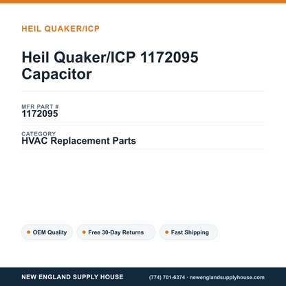 Heil Quaker/ICP 1172095 Capacitor — New England Supply House spec card [NESH-SPEC-CARD-V2]