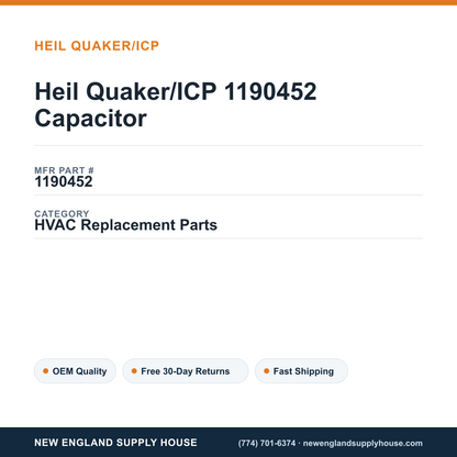 Heil Quaker/ICP 1190452 Capacitor — New England Supply House spec card [NESH-SPEC-CARD-V2]