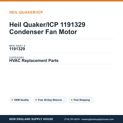 Heil Quaker/ICP 1191329 Condenser Fan Motor — New England Supply House spec card [NESH-SPEC-CARD-V2]