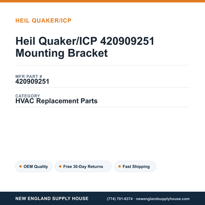 Heil Quaker/ICP 420909251 Mounting Bracket — New England Supply House spec card [NESH-SPEC-CARD-V2]