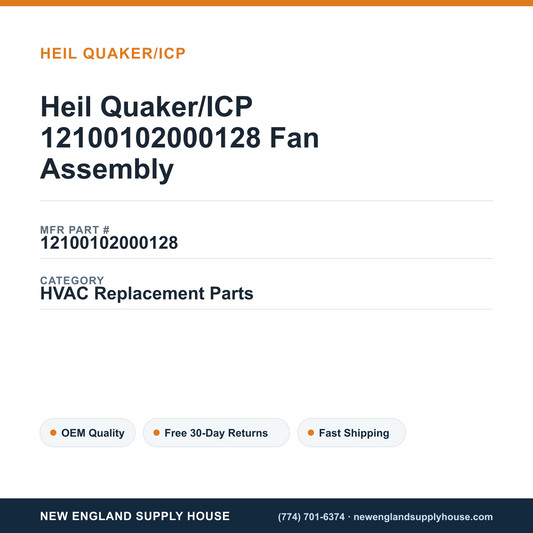 Heil Quaker/ICP 12100102000128 Fan Assembly — New England Supply House spec card [NESH-SPEC-CARD-V2]