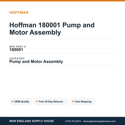 Hoffman 180001 Pump and Motor Assembly — New England Supply House spec card [NESH-SPEC-CARD-V2]