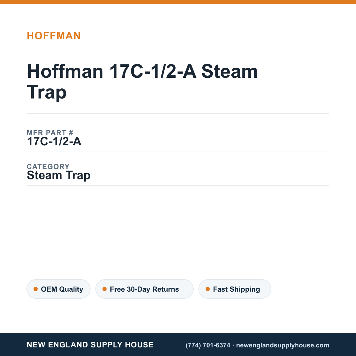 Hoffman 17C-1/2-A Steam Trap — New England Supply House spec card [NESH-SPEC-CARD-V2]