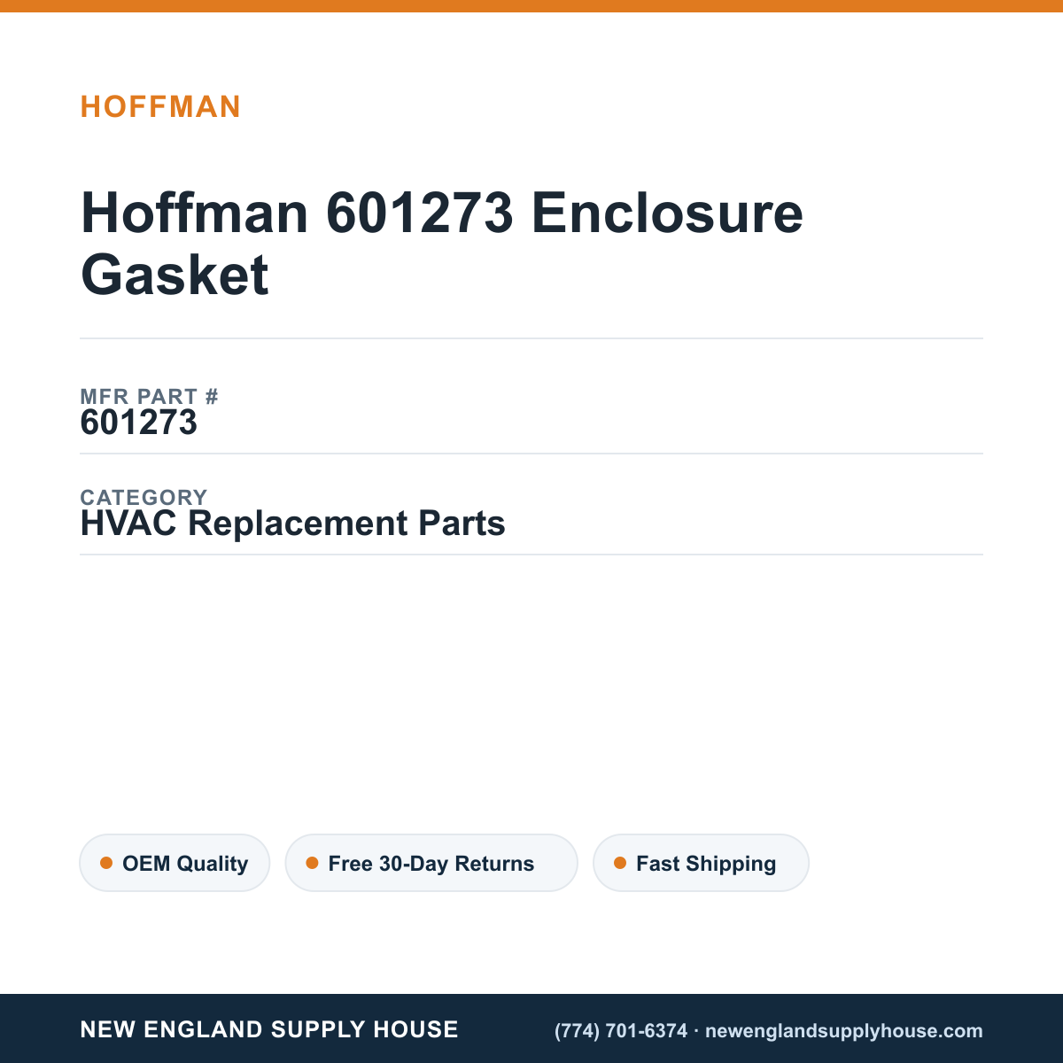 Hoffman 601273 Enclosure Gasket — New England Supply House spec card [NESH-SPEC-CARD-V2]