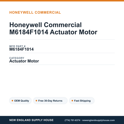Honeywell Commercial M6184F1014 Actuator Motor — New England Supply House spec card [NESH-SPEC-CARD-V2]