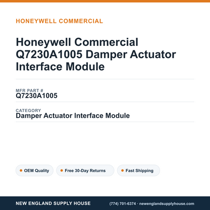 Honeywell Commercial Q7230A1005 Damper Actuator Interface Module — New England Supply House spec card [NESH-SPEC-CARD-V2]