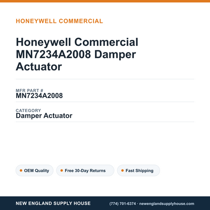 Honeywell Commercial MN7234A2008 Damper Actuator — New England Supply House spec card [NESH-SPEC-CARD-V2]