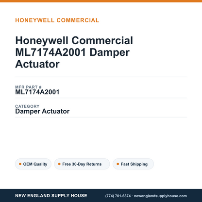 Honeywell Commercial ML7174A2001 Damper Actuator — New England Supply House spec card [NESH-SPEC-CARD-V2]