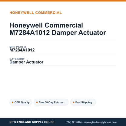 Honeywell Commercial M7284A1012 Damper Actuator — New England Supply House spec card [NESH-SPEC-CARD-V2]