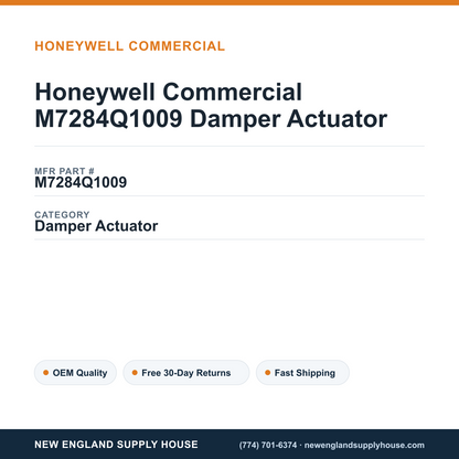 Honeywell Commercial M7284Q1009 Damper Actuator — New England Supply House spec card [NESH-SPEC-CARD-V2]