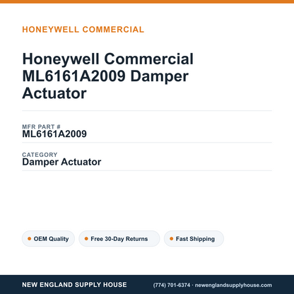 Honeywell Commercial ML6161A2009 Damper Actuator — New England Supply House spec card [NESH-SPEC-CARD-V2]
