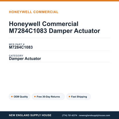 Honeywell Commercial M7284C1083 Damper Actuator — New England Supply House spec card [NESH-SPEC-CARD-V2]