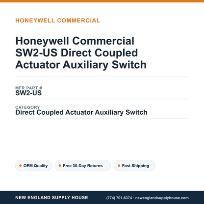 Honeywell Commercial SW2-US Direct Coupled Actuator Auxiliary Switch — New England Supply House spec card [NESH-SPEC-CARD-V2]