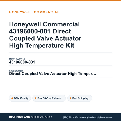 Honeywell Commercial 43196000-001 Direct Coupled Valve Actuator High Temperature Kit — New England Supply House spec card [NESH-SPEC-CARD-V2]