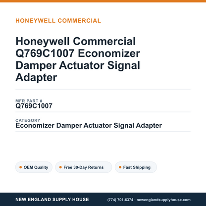Honeywell Commercial Q769C1007 Economizer Damper Actuator Signal Adapter — New England Supply House spec card [NESH-SPEC-CARD-V2]
