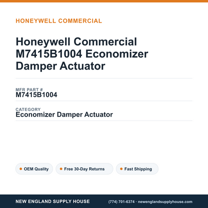 Honeywell Commercial M7415B1004 Economizer Damper Actuator — New England Supply House spec card [NESH-SPEC-CARD-V2]