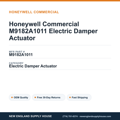 Honeywell Commercial M9182A1011 Electric Damper Actuator — New England Supply House spec card [NESH-SPEC-CARD-V2]