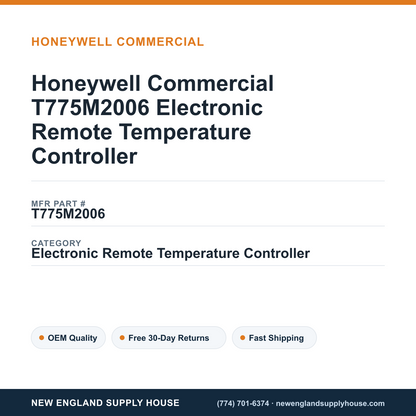 Honeywell Commercial T775M2006 Electronic Remote Temperature Controller — New England Supply House spec card [NESH-SPEC-CARD-V2]