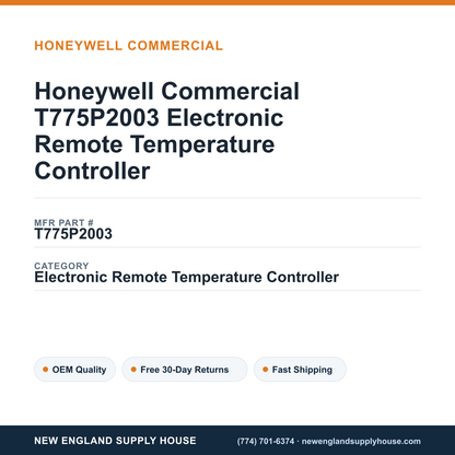 Honeywell Commercial T775P2003 Electronic Remote Temperature Controller — New England Supply House spec card [NESH-SPEC-CARD-V2]