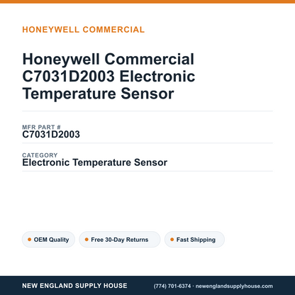 Honeywell Commercial C7031D2003 Electronic Temperature Sensor — New England Supply House spec card [NESH-SPEC-CARD-V2]