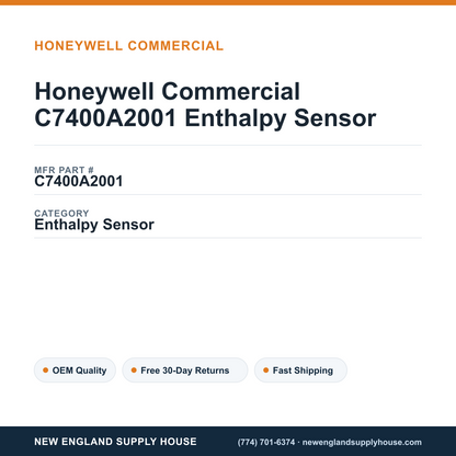Honeywell Commercial C7400A2001 Enthalpy Sensor — New England Supply House spec card [NESH-SPEC-CARD-V2]