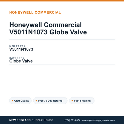 Honeywell Commercial V5011N1073 Globe Valve — New England Supply House spec card [NESH-SPEC-CARD-V2]
