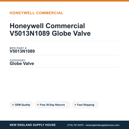 Honeywell Commercial V5013N1089 Globe Valve — New England Supply House spec card [NESH-SPEC-CARD-V2]