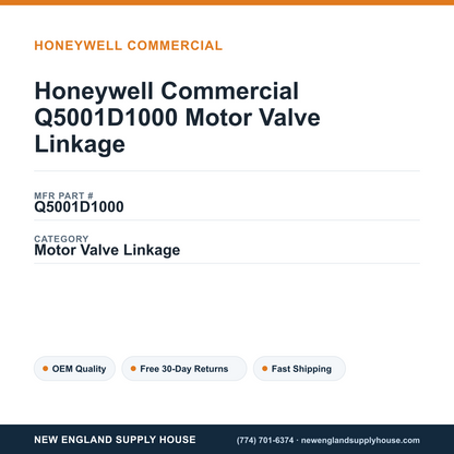 Honeywell Commercial Q5001D1000 Motor Valve Linkage — New England Supply House spec card [NESH-SPEC-CARD-V2]