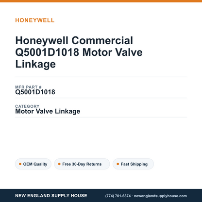Honeywell Commercial Q5001D1018 Motor Valve Linkage — New England Supply House spec card [NESH-SPEC-CARD-V2]