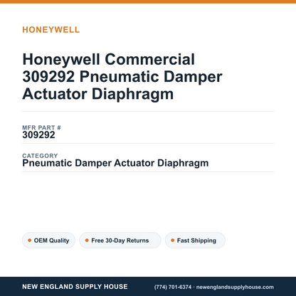 Honeywell Commercial 309292 Pneumatic Damper Actuator Diaphragm — New England Supply House spec card [NESH-SPEC-CARD-V2]