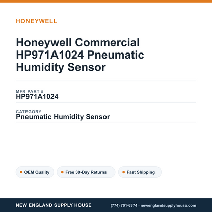 Honeywell Commercial HP971A1024 Pneumatic Humidity Sensor — New England Supply House spec card [NESH-SPEC-CARD-V2]