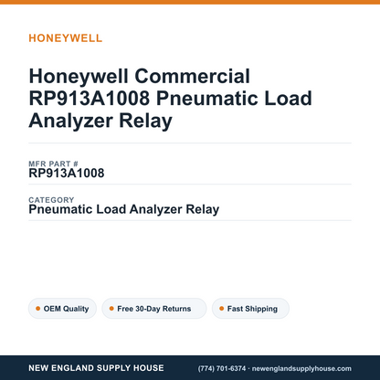 Honeywell Commercial RP913A1008 Pneumatic Load Analyzer Relay — New England Supply House spec card [NESH-SPEC-CARD-V2]