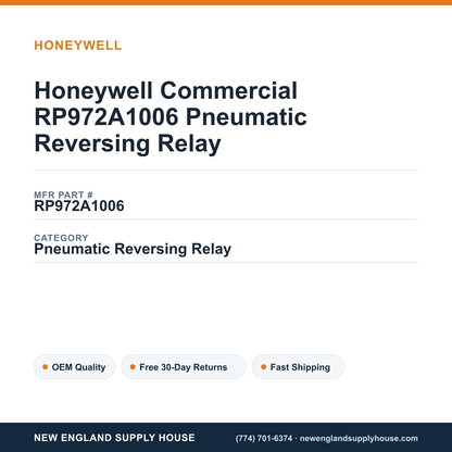Honeywell Commercial RP972A1006 Pneumatic Reversing Relay — New England Supply House spec card [NESH-SPEC-CARD-V2]