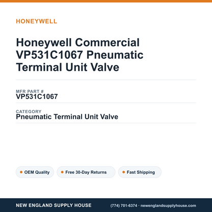 Honeywell Commercial VP531C1067 Pneumatic Terminal Unit Valve — New England Supply House spec card [NESH-SPEC-CARD-V2]