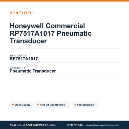 Honeywell Commercial RP7517A1017 Pneumatic Transducer — New England Supply House spec card [NESH-SPEC-CARD-V2]