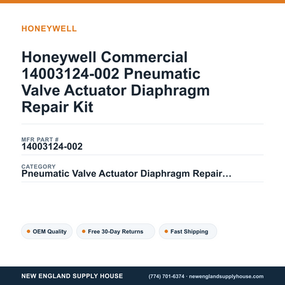 Honeywell Commercial 14003124-002 Pneumatic Valve Actuator Diaphragm Repair Kit — New England Supply House spec card [NESH-SPEC-CARD-V2]
