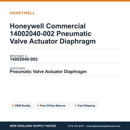 Honeywell Commercial 14002040-002 Pneumatic Valve Actuator Diaphragm — New England Supply House spec card [NESH-SPEC-CARD-V2]