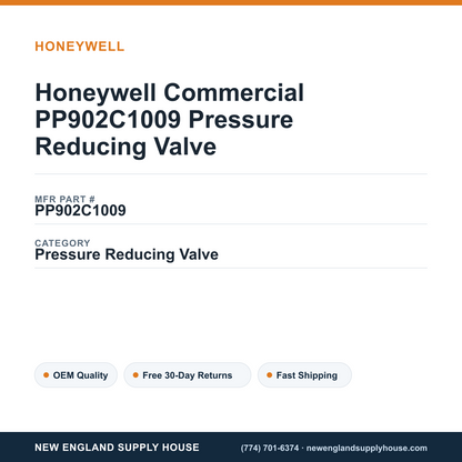 Honeywell Commercial PP902C1009 Pressure Reducing Valve — New England Supply House spec card [NESH-SPEC-CARD-V2]