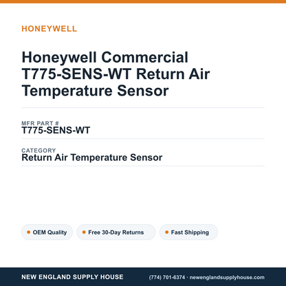 Honeywell Commercial T775-SENS-WT Return Air Temperature Sensor — New England Supply House spec card [NESH-SPEC-CARD-V2]