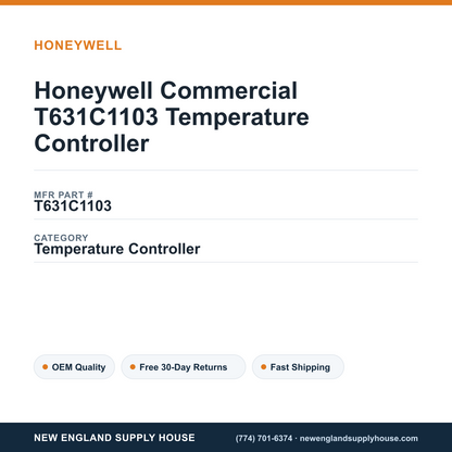 Honeywell Commercial T631C1103 Temperature Controller — New England Supply House spec card [NESH-SPEC-CARD-V2]