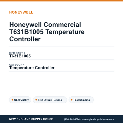 Honeywell Commercial T631B1005 Temperature Controller — New England Supply House spec card [NESH-SPEC-CARD-V2]