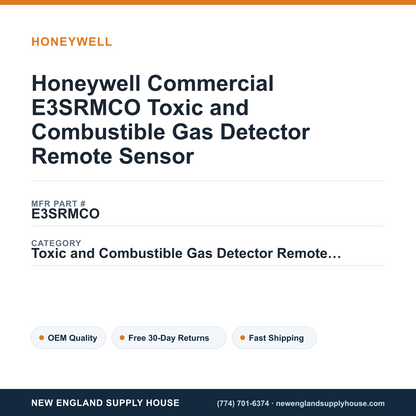 Honeywell Commercial E3SRMCO Toxic and Combustible Gas Detector Remote Sensor — New England Supply House spec card [NESH-SPEC-CARD-V2]