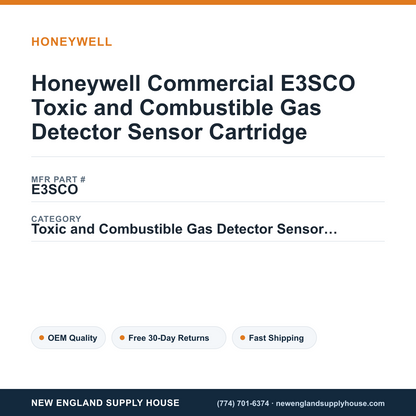 Honeywell Commercial E3SCO Toxic and Combustible Gas Detector Sensor Cartridge — New England Supply House spec card [NESH-SPEC-CARD-V2]