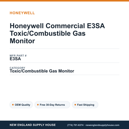 Honeywell Commercial E3SA Toxic/Combustible Gas Monitor — New England Supply House spec card [NESH-SPEC-CARD-V2]