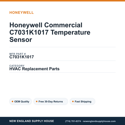 Honeywell Commercial C7031K1017 Temperature Sensor — New England Supply House spec card [NESH-SPEC-CARD-V2]