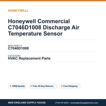 Honeywell Commercial C7046D1008 Discharge Air Temperature Sensor — New England Supply House spec card [NESH-SPEC-CARD-V2]