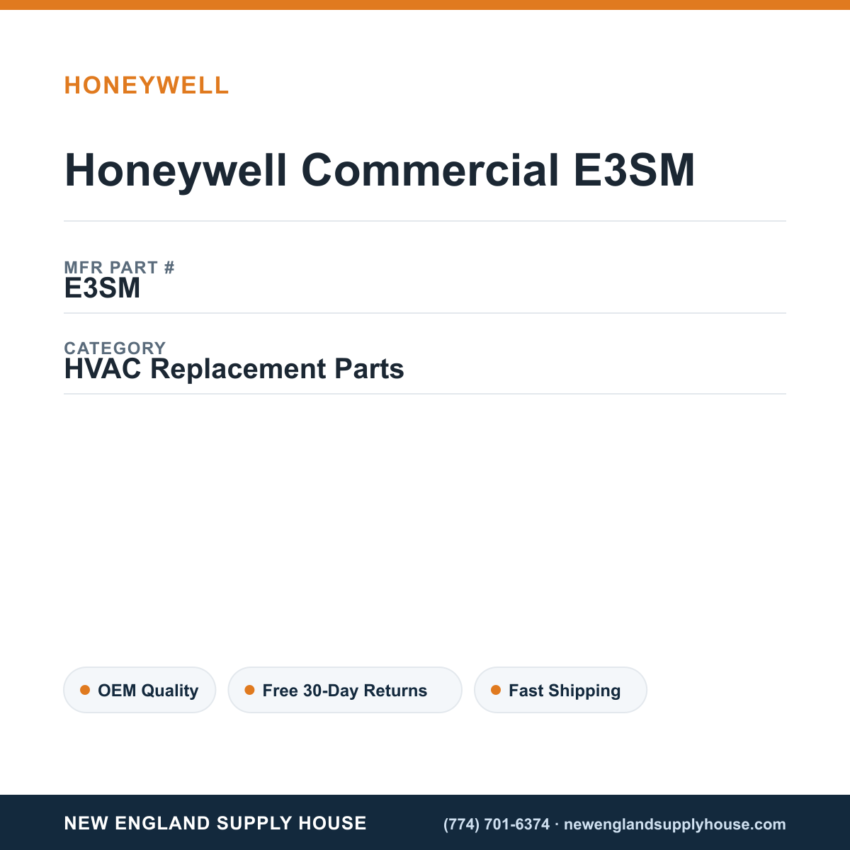 Honeywell Commercial E3SM — New England Supply House spec card [NESH-SPEC-CARD-V2]