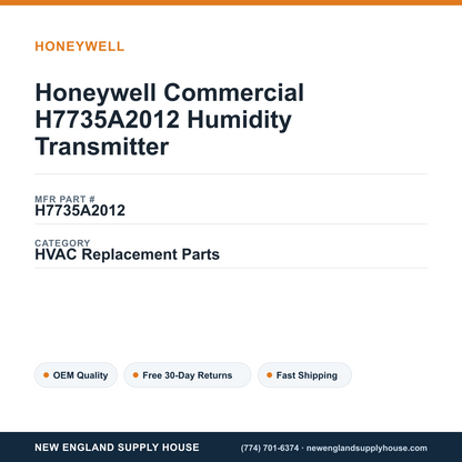 Honeywell Commercial H7735A2012 Humidity Transmitter — New England Supply House spec card [NESH-SPEC-CARD-V2]