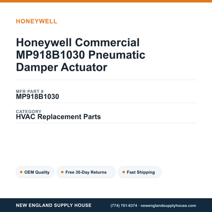 Honeywell Commercial MP918B1030 Pneumatic Damper Actuator — New England Supply House spec card [NESH-SPEC-CARD-V2]