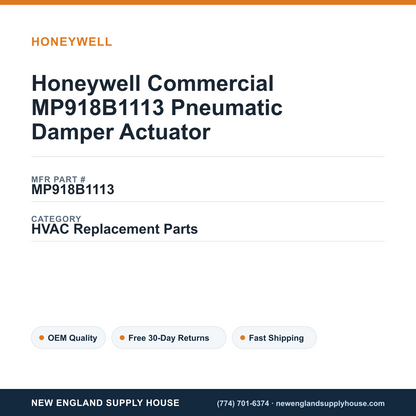 Honeywell Commercial MP918B1113 Pneumatic Damper Actuator — New England Supply House spec card [NESH-SPEC-CARD-V2]